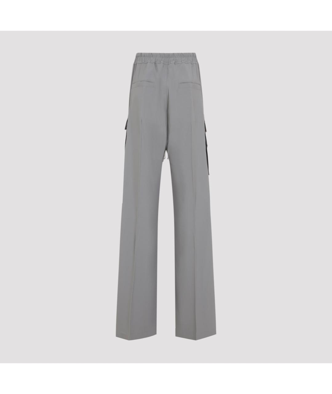 RICK OWENS Серые вискозные прямые брюки, фото 2