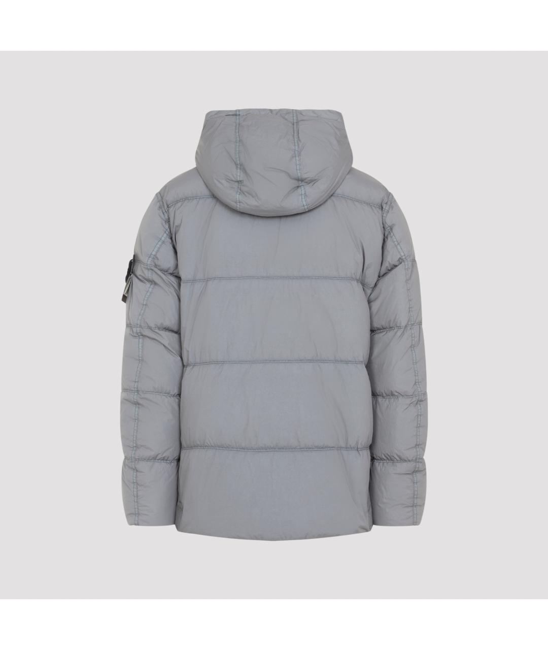 STONE ISLAND Серый полиамидовый пуховик, фото 2