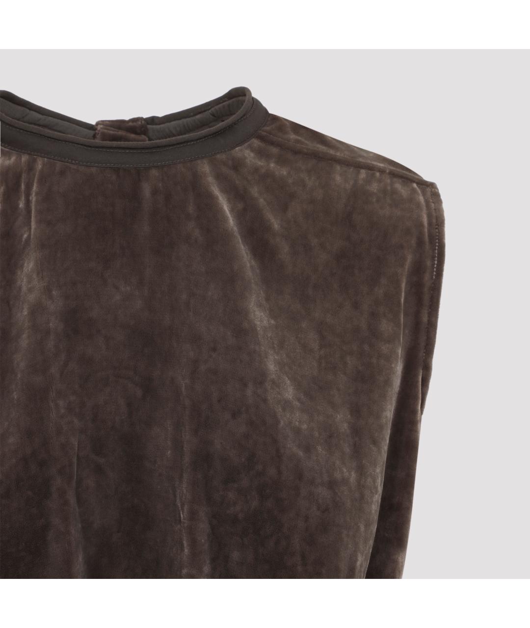 RICK OWENS Коричневая шелковая майка, фото 3
