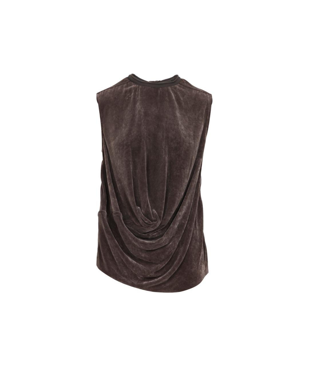 RICK OWENS Коричневая шелковая майка, фото 1