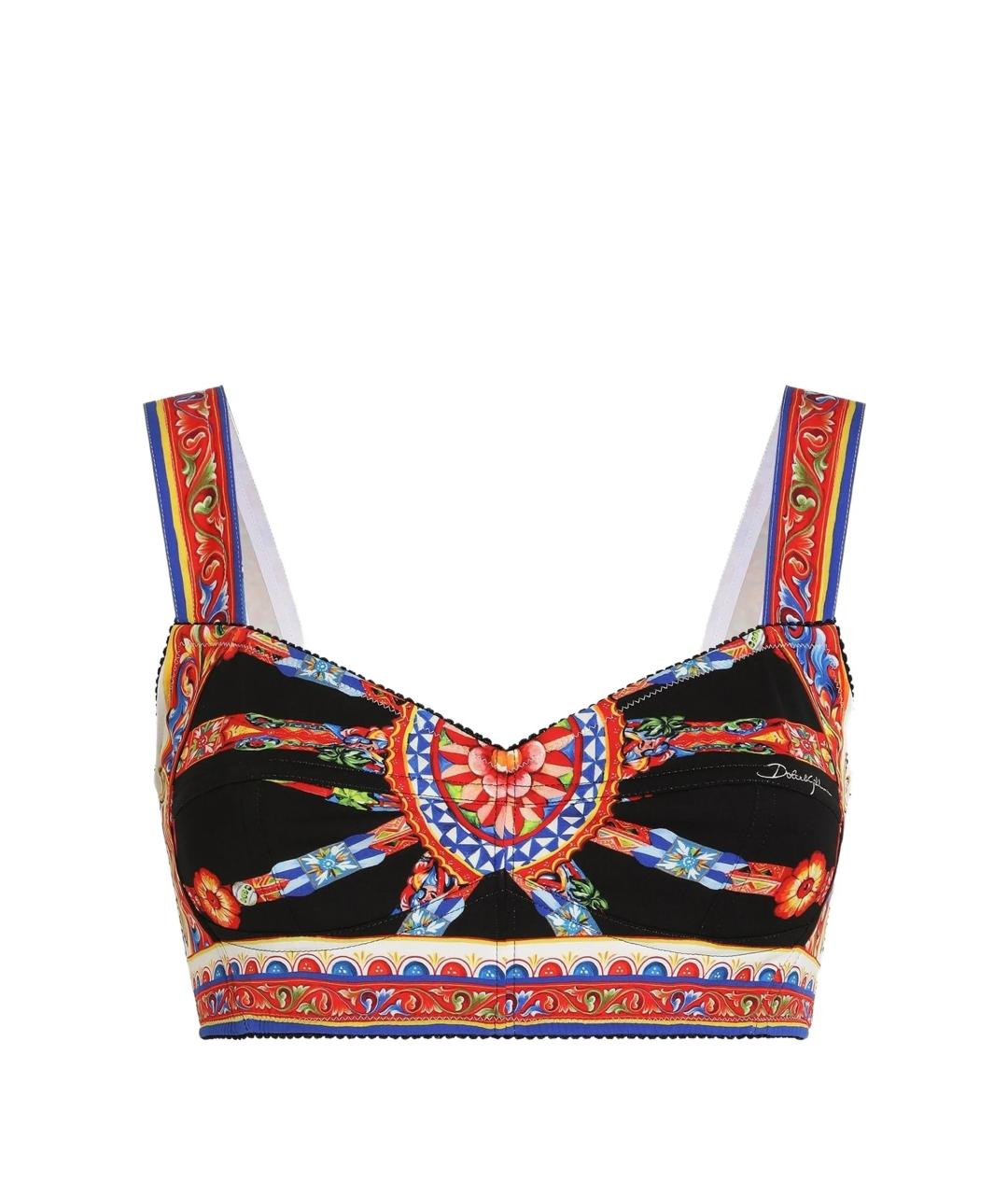DOLCE&GABBANA Мульти шелковая майка, фото 1