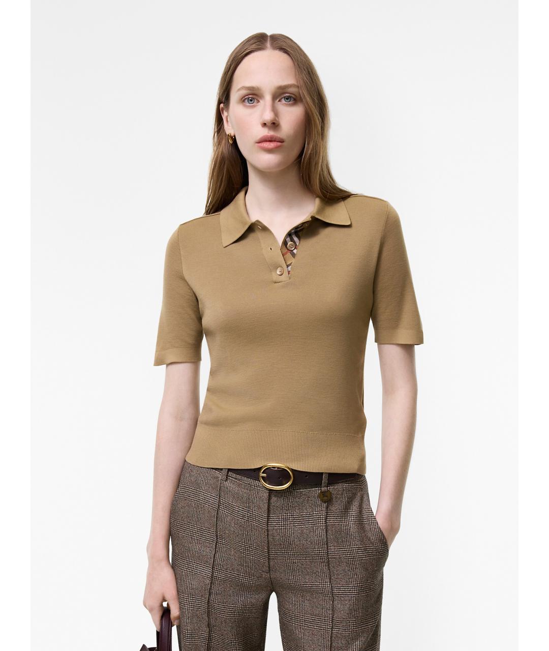 BURBERRY Бежевая шерстяная футболка, фото 2