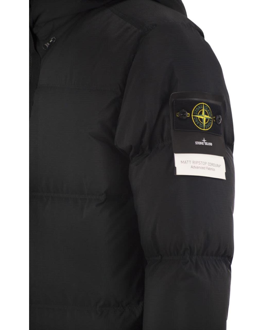 STONE ISLAND Черный полиамидовый пуховик, фото 4