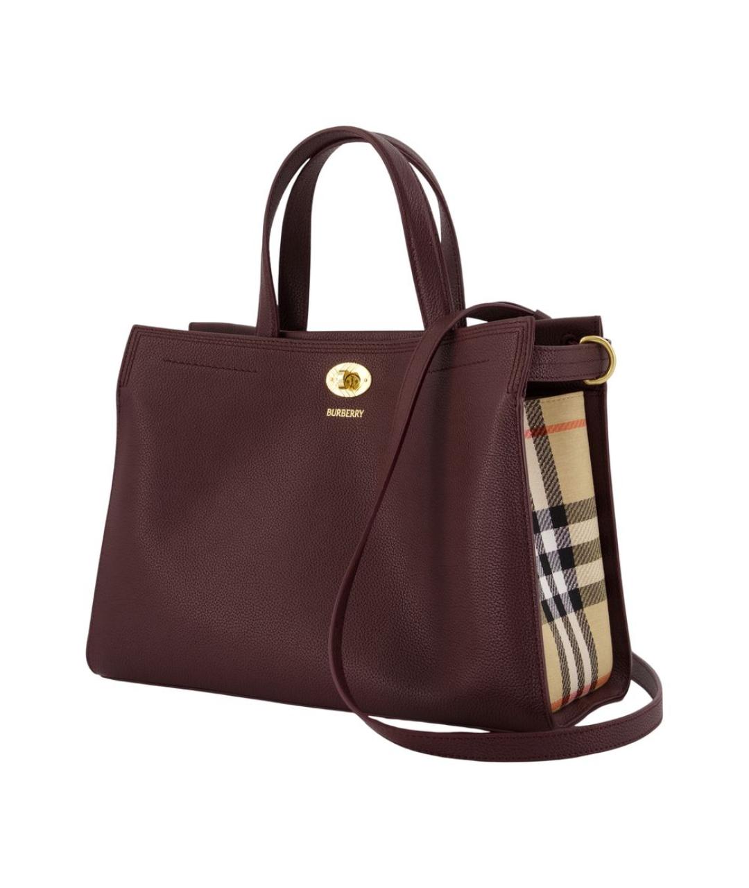 BURBERRY Бордовая кожаная сумка тоут, фото 2
