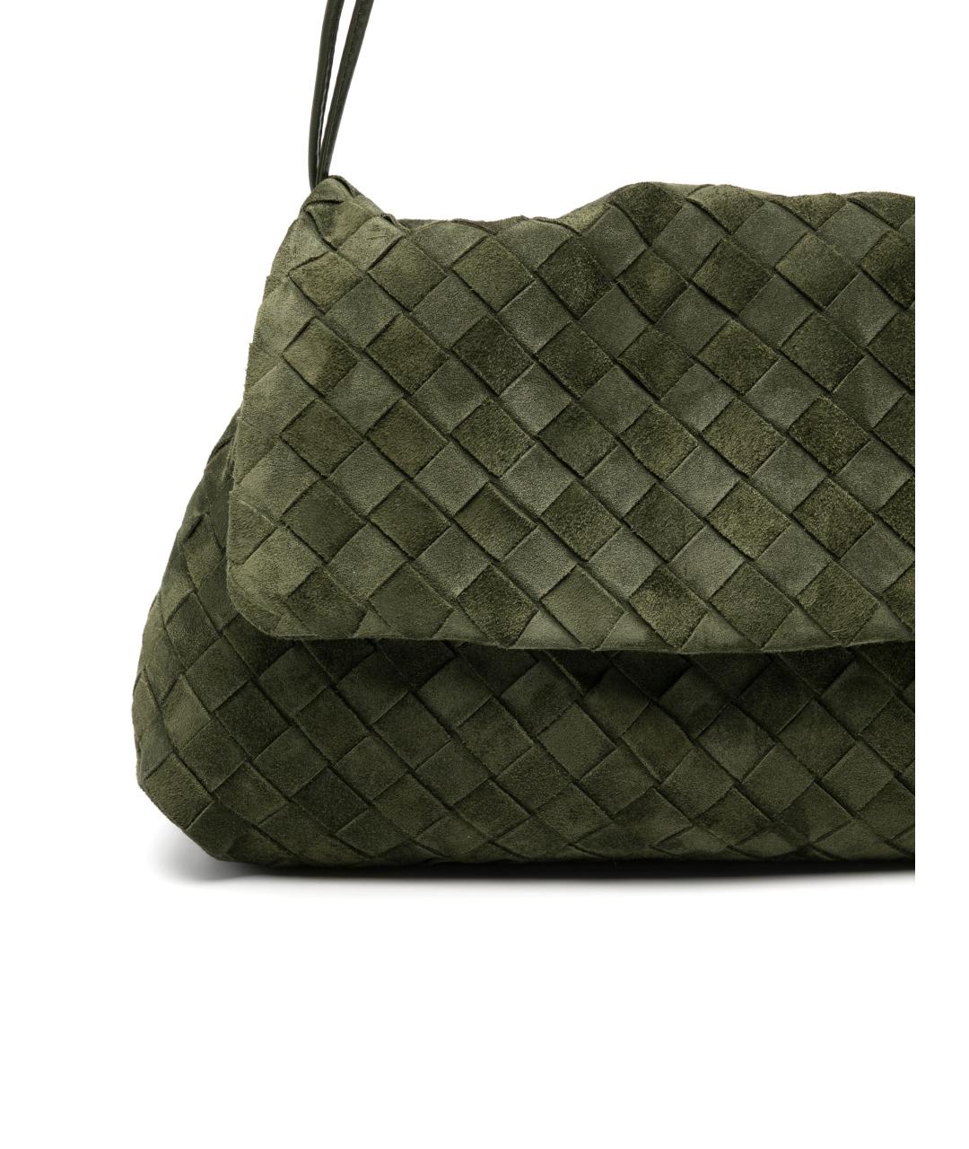 BOTTEGA VENETA Зеленая замшевая сумка через плечо, фото 4