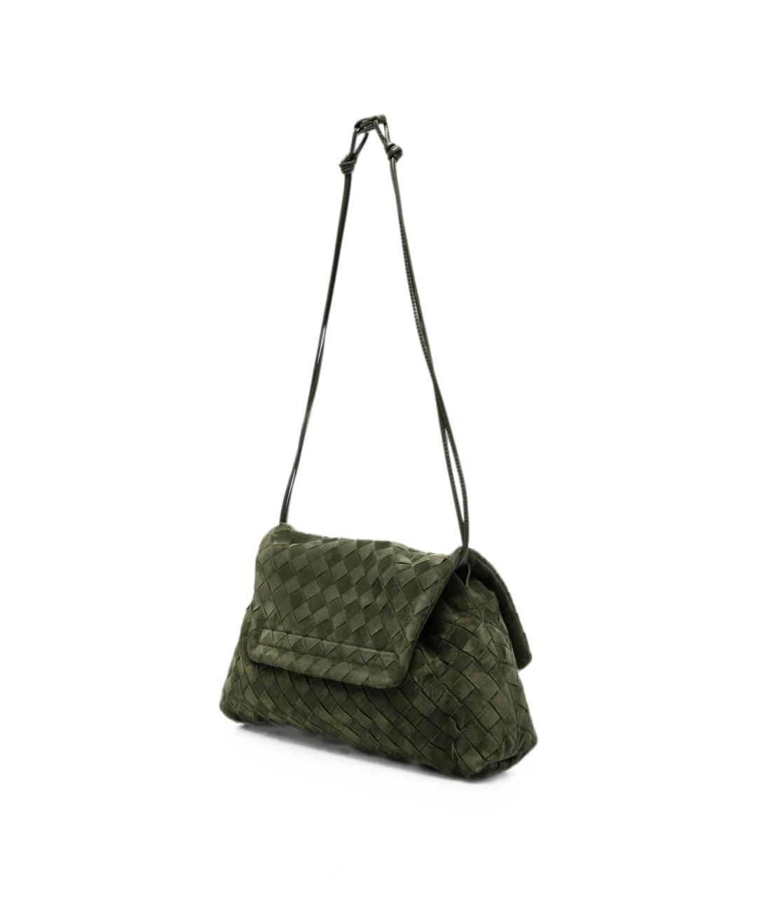 BOTTEGA VENETA Зеленая замшевая сумка через плечо, фото 2