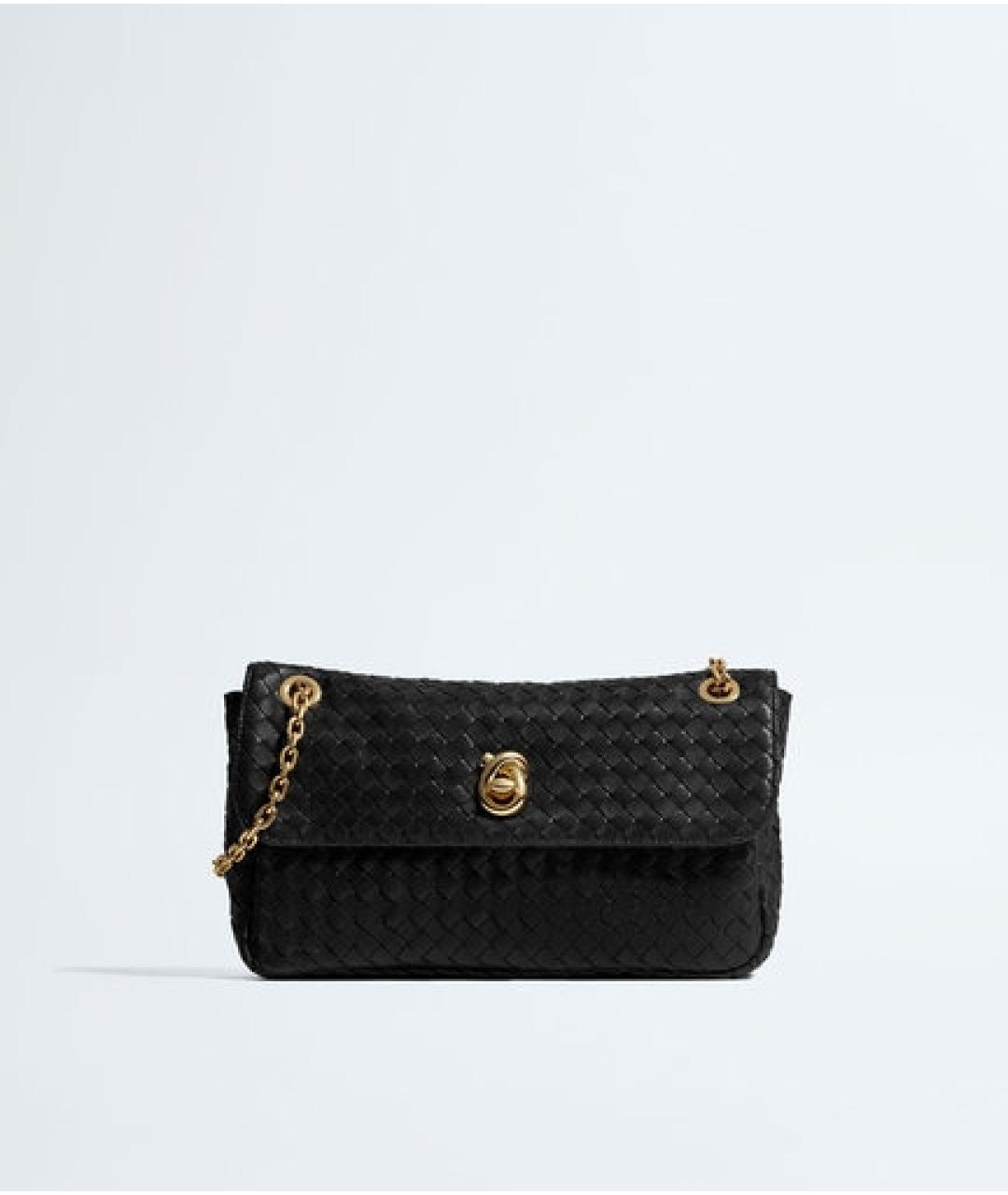 BOTTEGA VENETA Черная кожаная сумка через плечо, фото 5