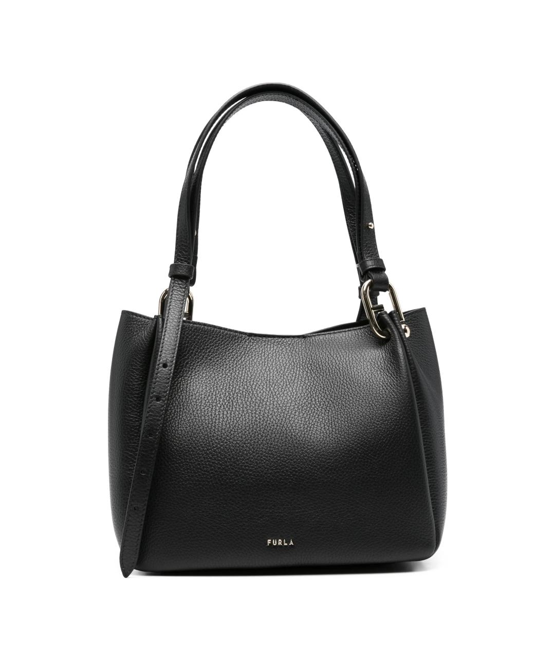 FURLA Черная кожаная сумка тоут, фото 1