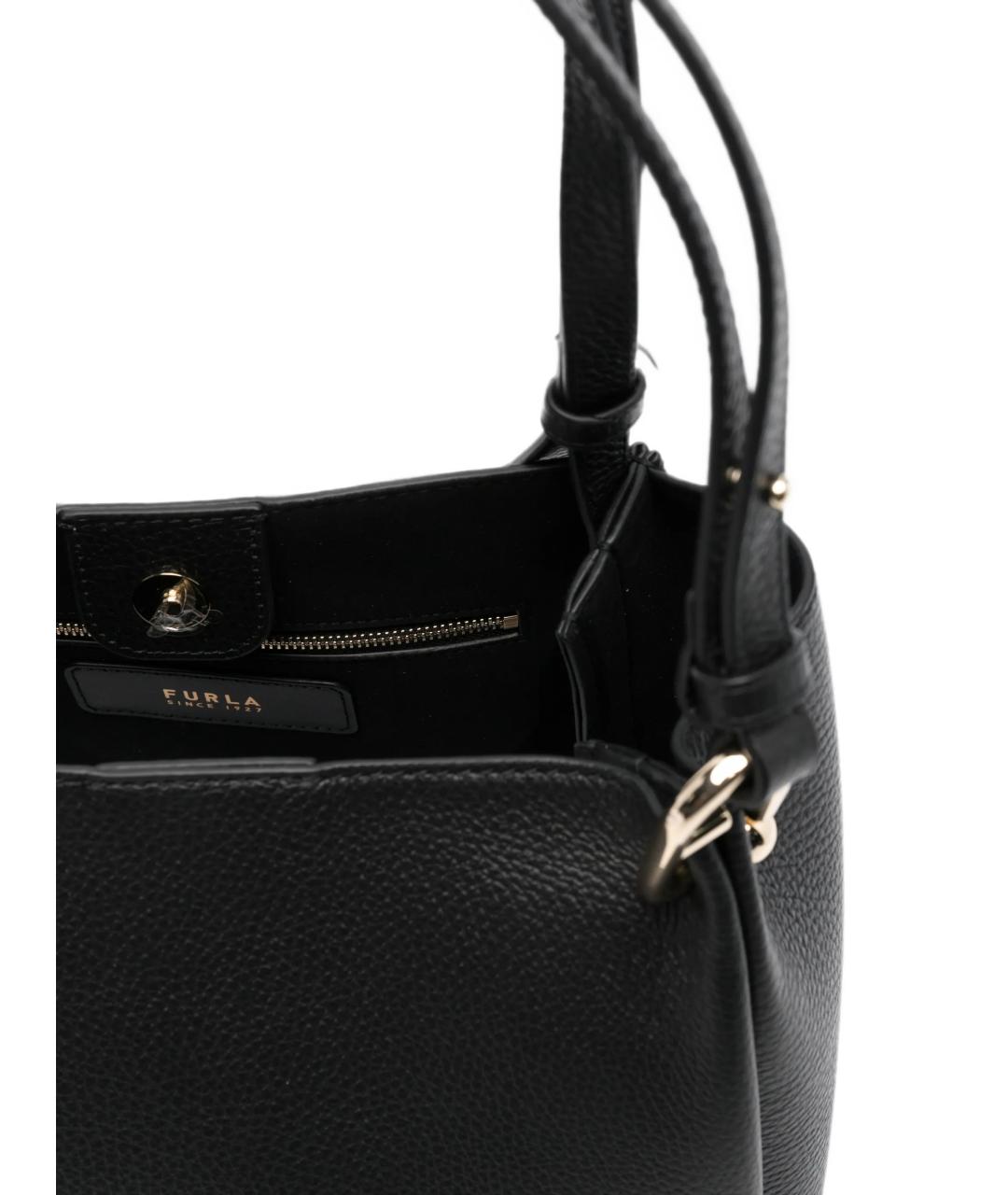 FURLA Черная кожаная сумка тоут, фото 5