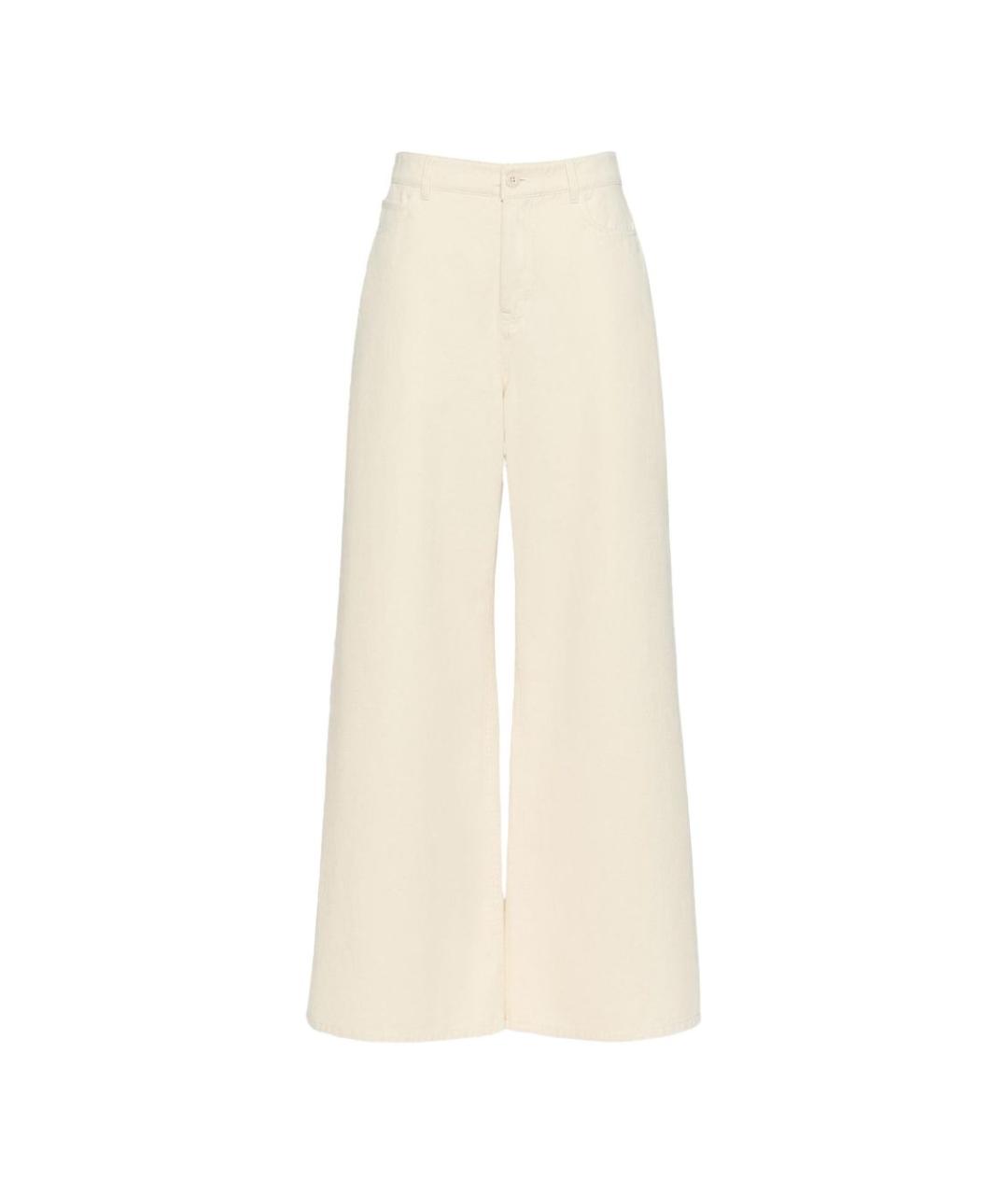 WEEKEND MAX MARA Бежевые хлопковые брюки широкие, фото 1