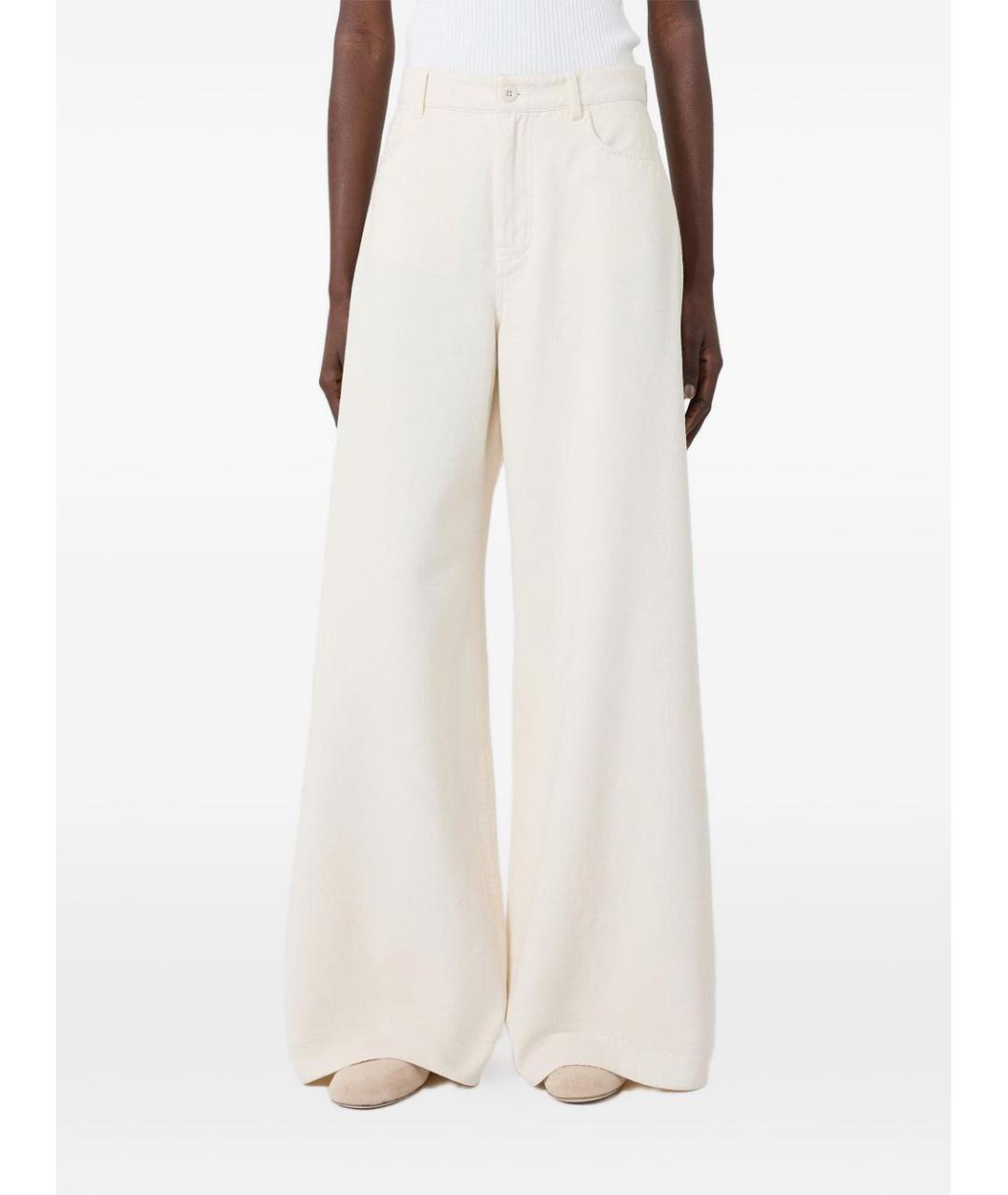 WEEKEND MAX MARA Бежевые хлопковые брюки широкие, фото 3