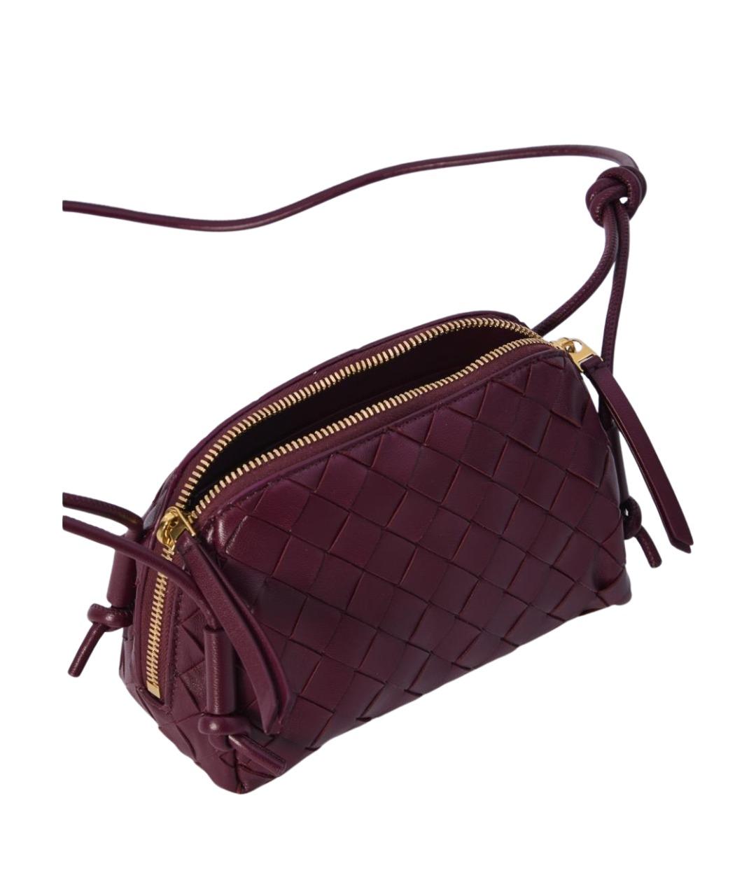 BOTTEGA VENETA Бордовая кожаная сумка через плечо, фото 4