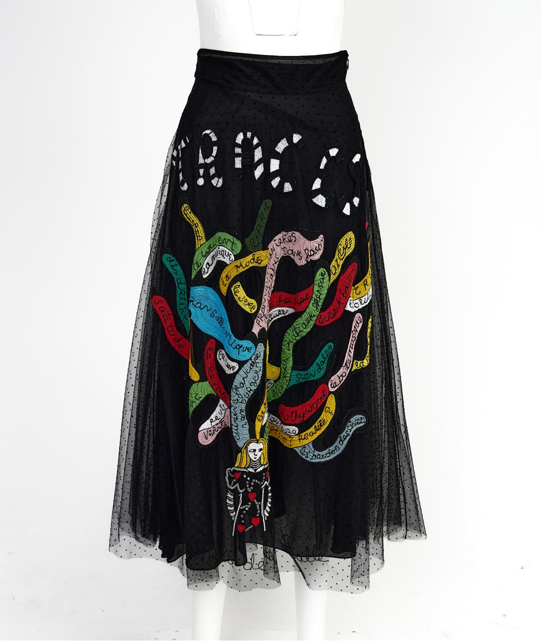 CHRISTIAN DIOR Черная шелковая юбка макси, фото 2