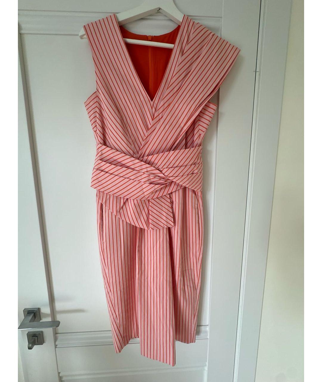 SPORTMAX Коралловое хлопко-эластановое коктейльное платье, фото 6