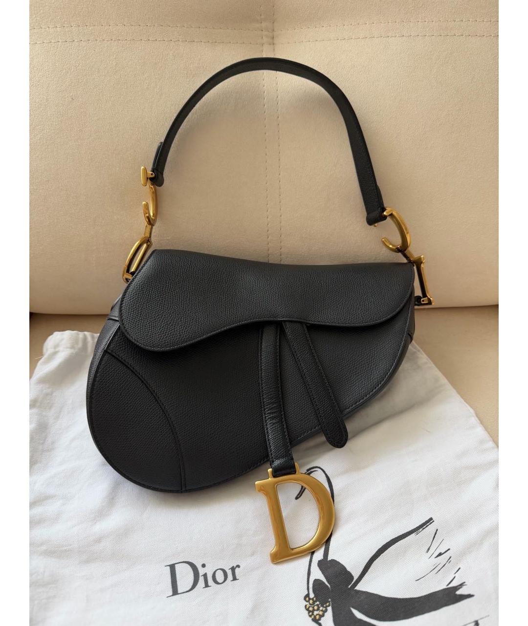 CHRISTIAN DIOR Черная кожаная сумка с короткими ручками, фото 7