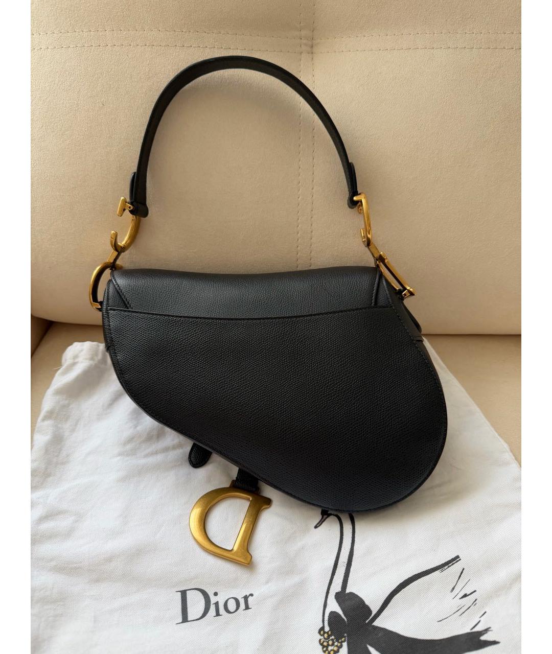 CHRISTIAN DIOR Черная кожаная сумка с короткими ручками, фото 3