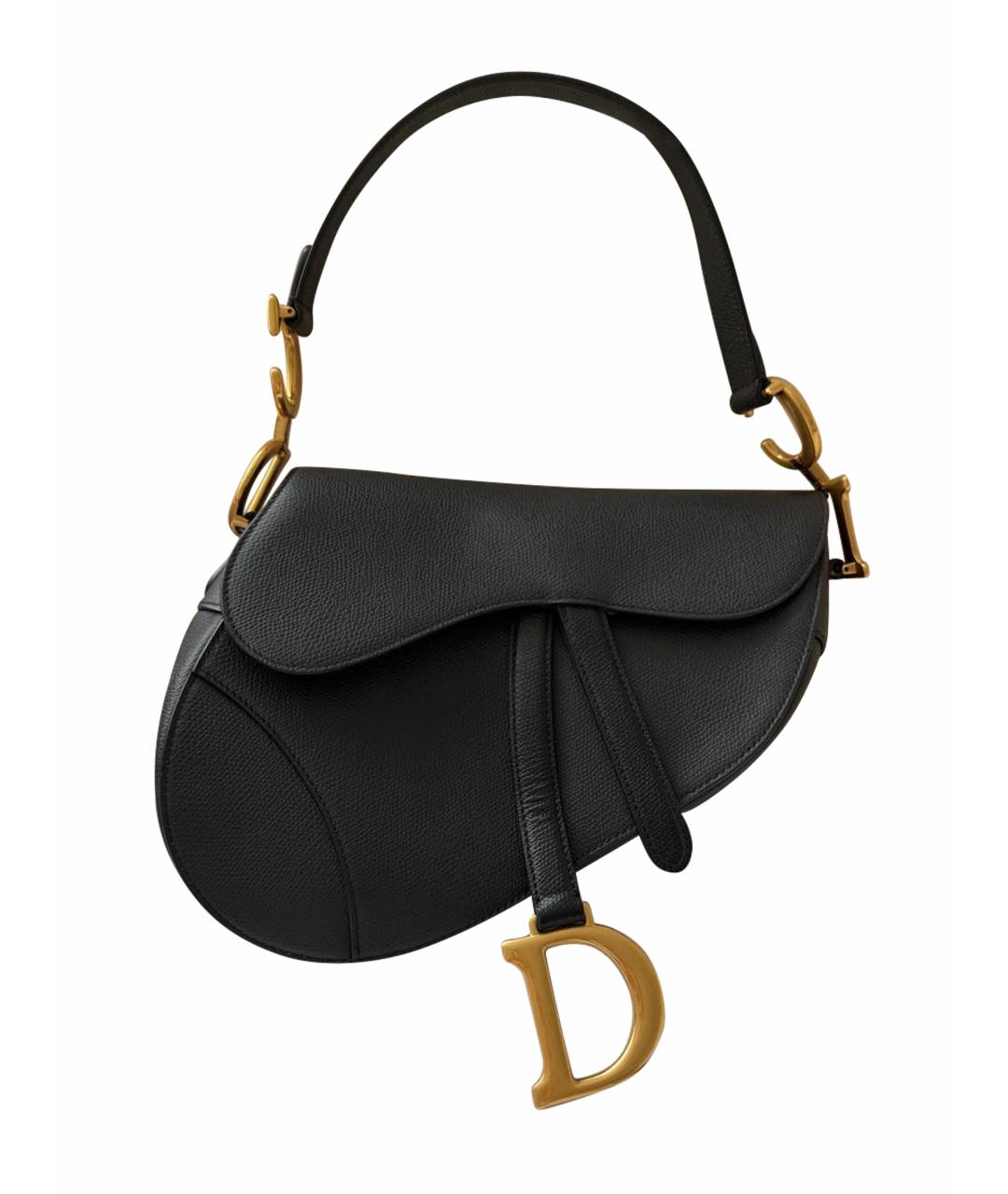 CHRISTIAN DIOR Черная кожаная сумка с короткими ручками, фото 1