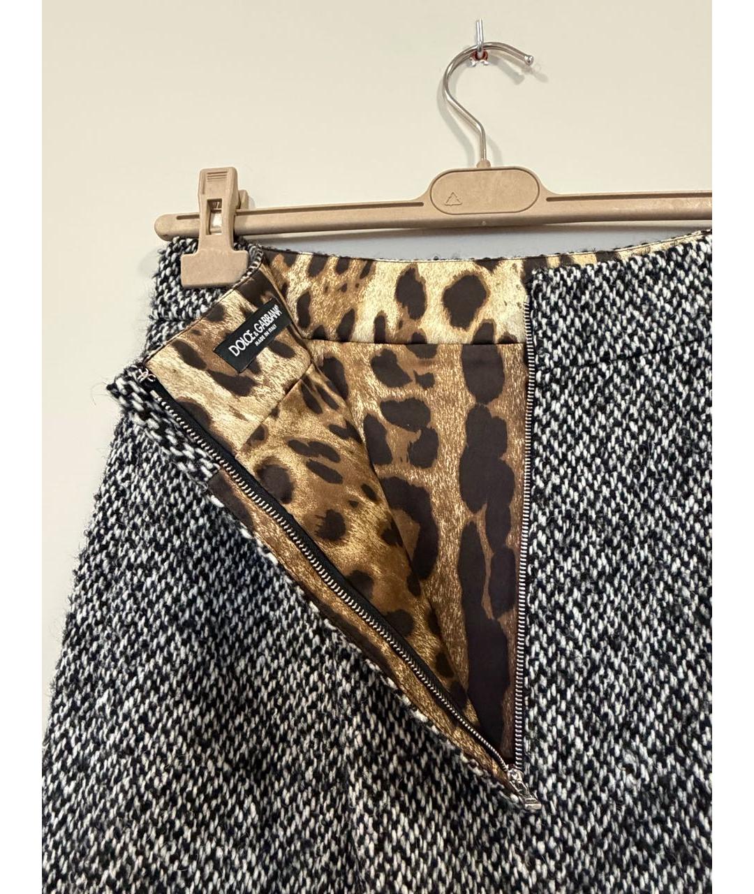 DOLCE&GABBANA Черная шерстяная юбка миди, фото 3