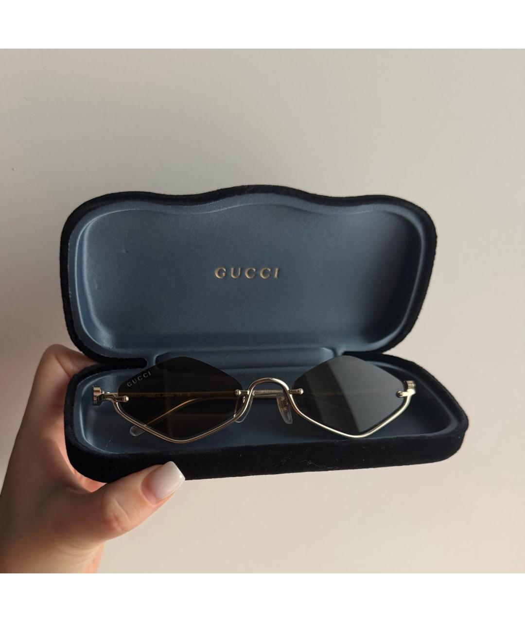 GUCCI Коричневые металлические солнцезащитные очки, фото 2