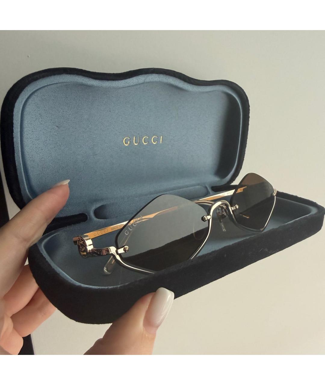 GUCCI Коричневые металлические солнцезащитные очки, фото 4