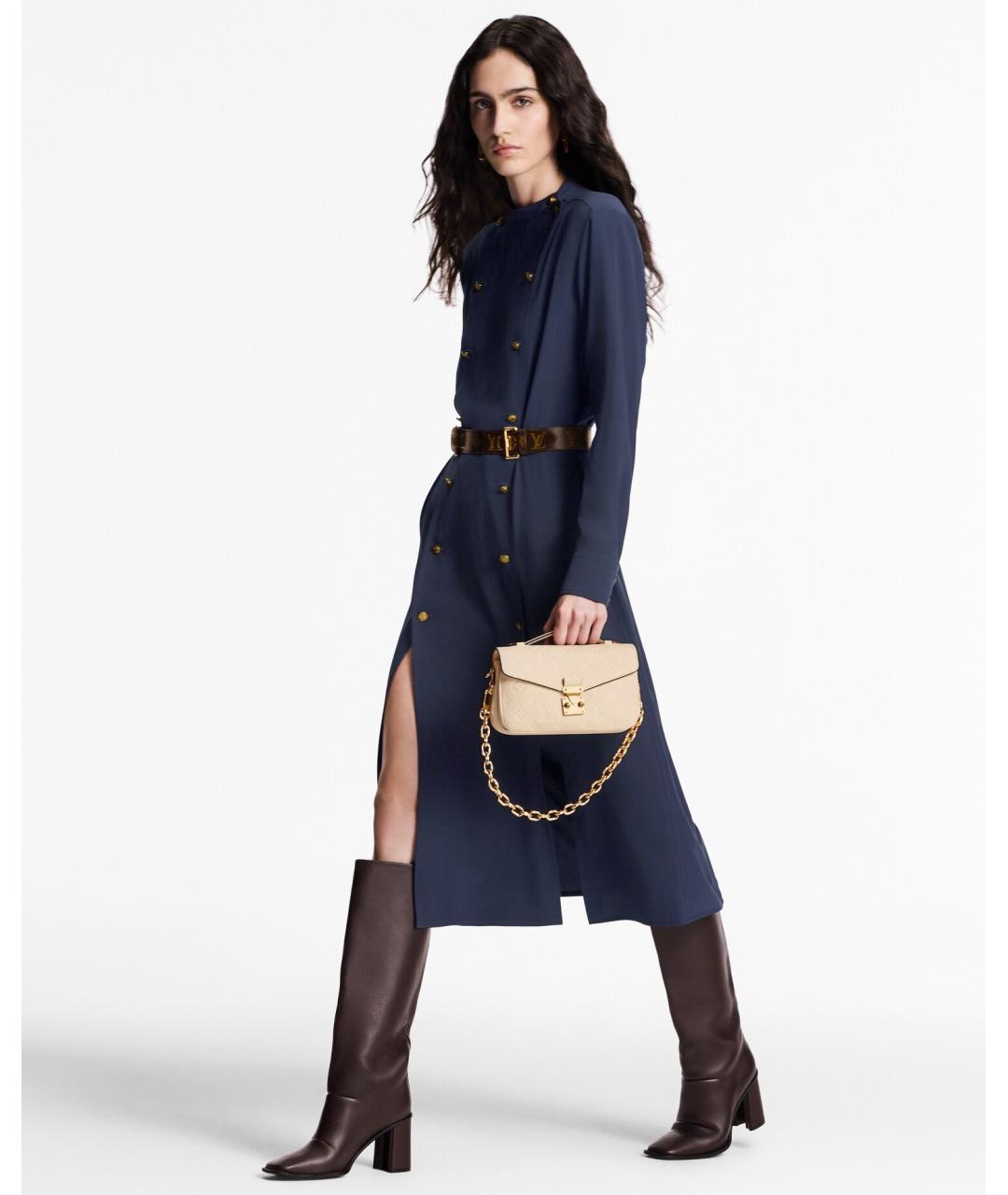 LOUIS VUITTON Бежевая кожаная сумка с короткими ручками, фото 7