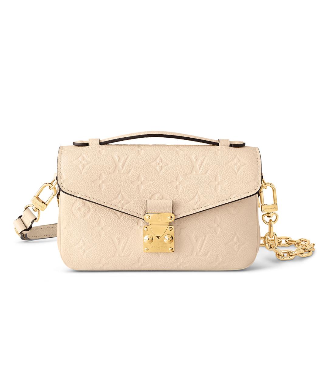 LOUIS VUITTON Бежевая кожаная сумка с короткими ручками, фото 9