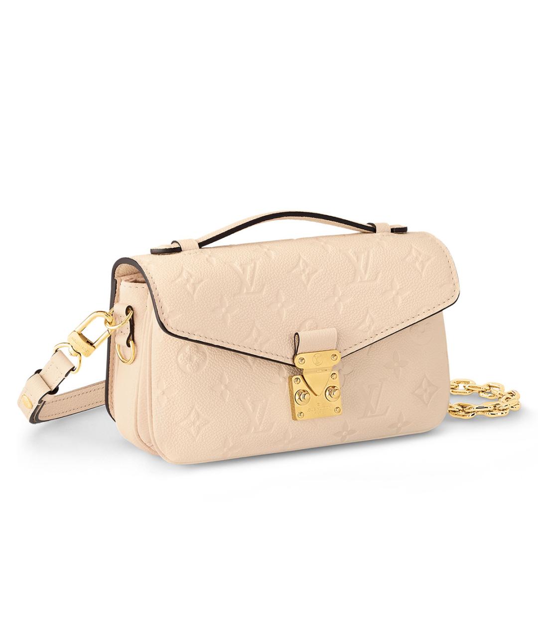 LOUIS VUITTON Бежевая кожаная сумка с короткими ручками, фото 2