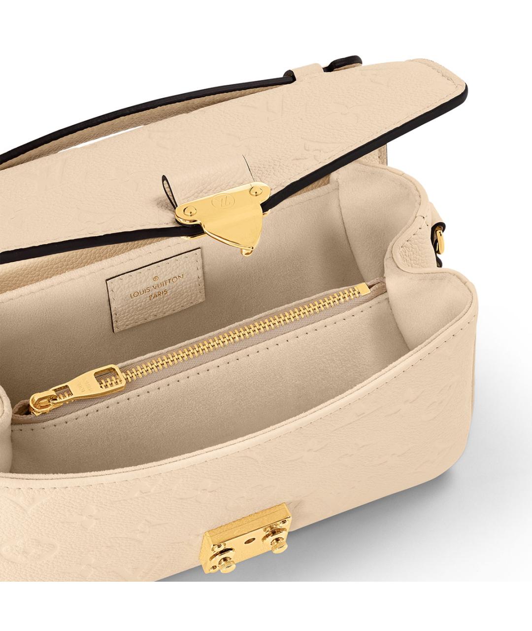 LOUIS VUITTON Бежевая кожаная сумка с короткими ручками, фото 4