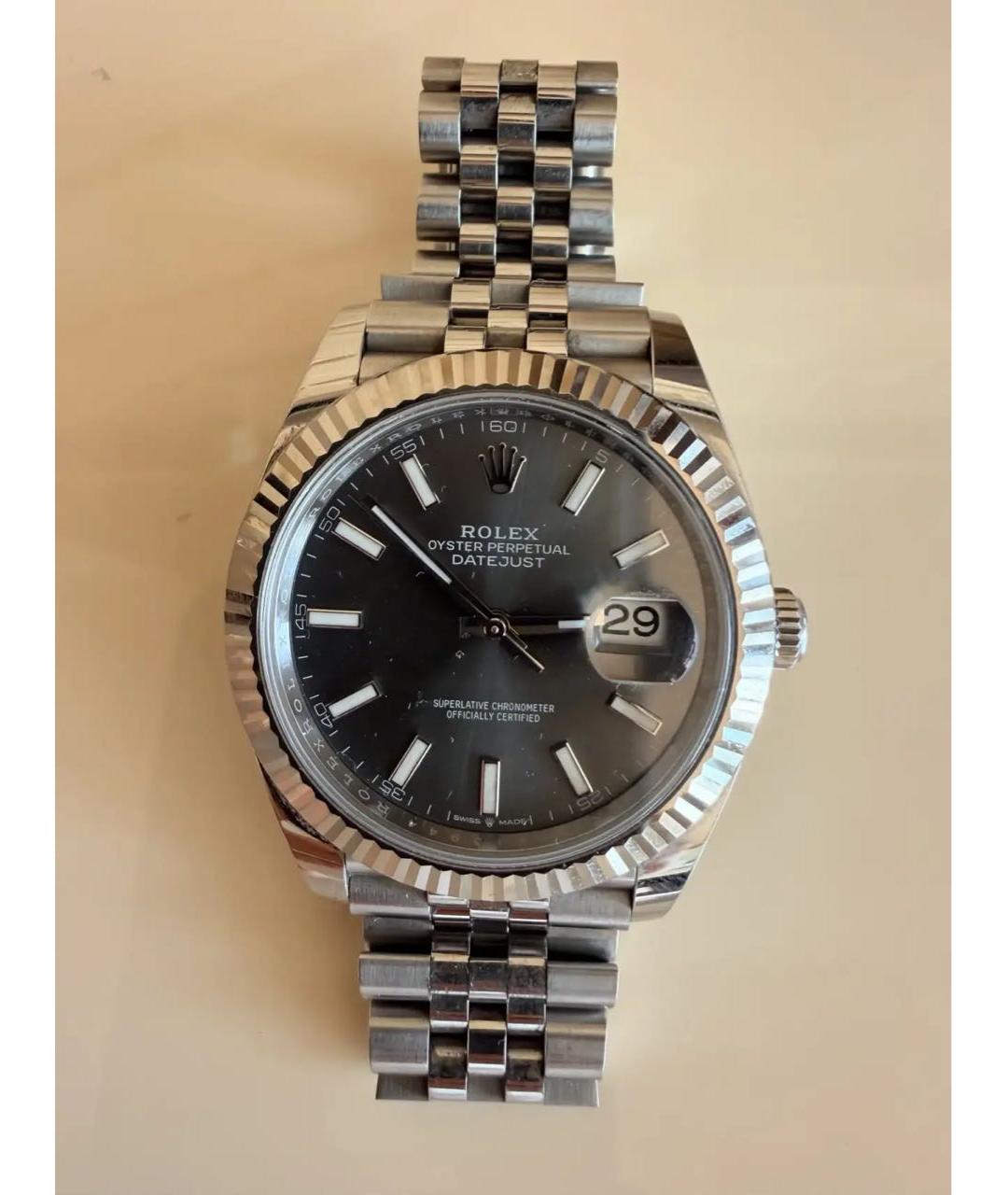 ROLEX Антрацитовые металлические часы, фото 6