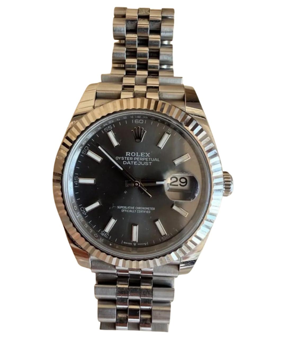ROLEX Антрацитовые металлические часы, фото 1