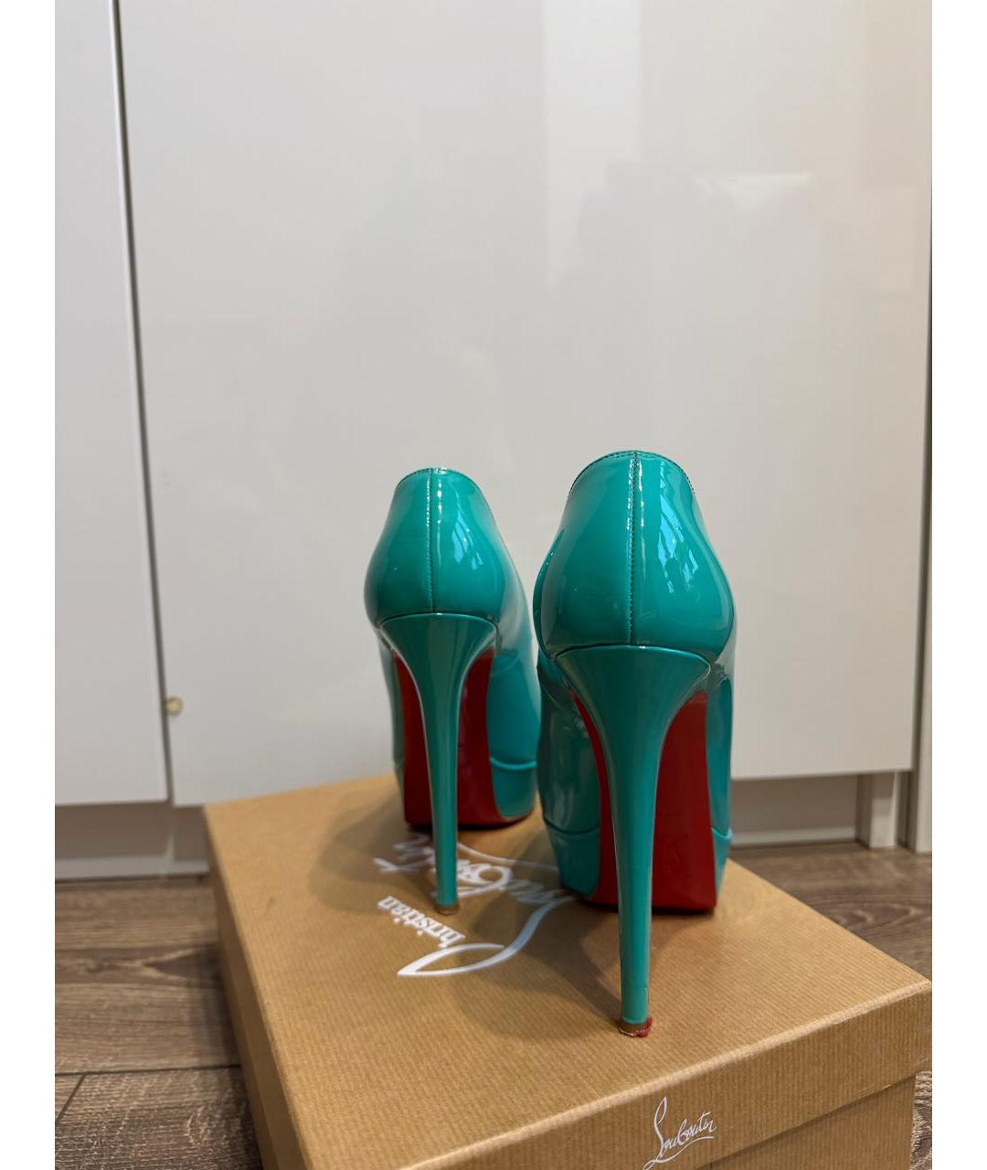 CHRISTIAN LOUBOUTIN Бирюзовые туфли из лакированной кожи, фото 4