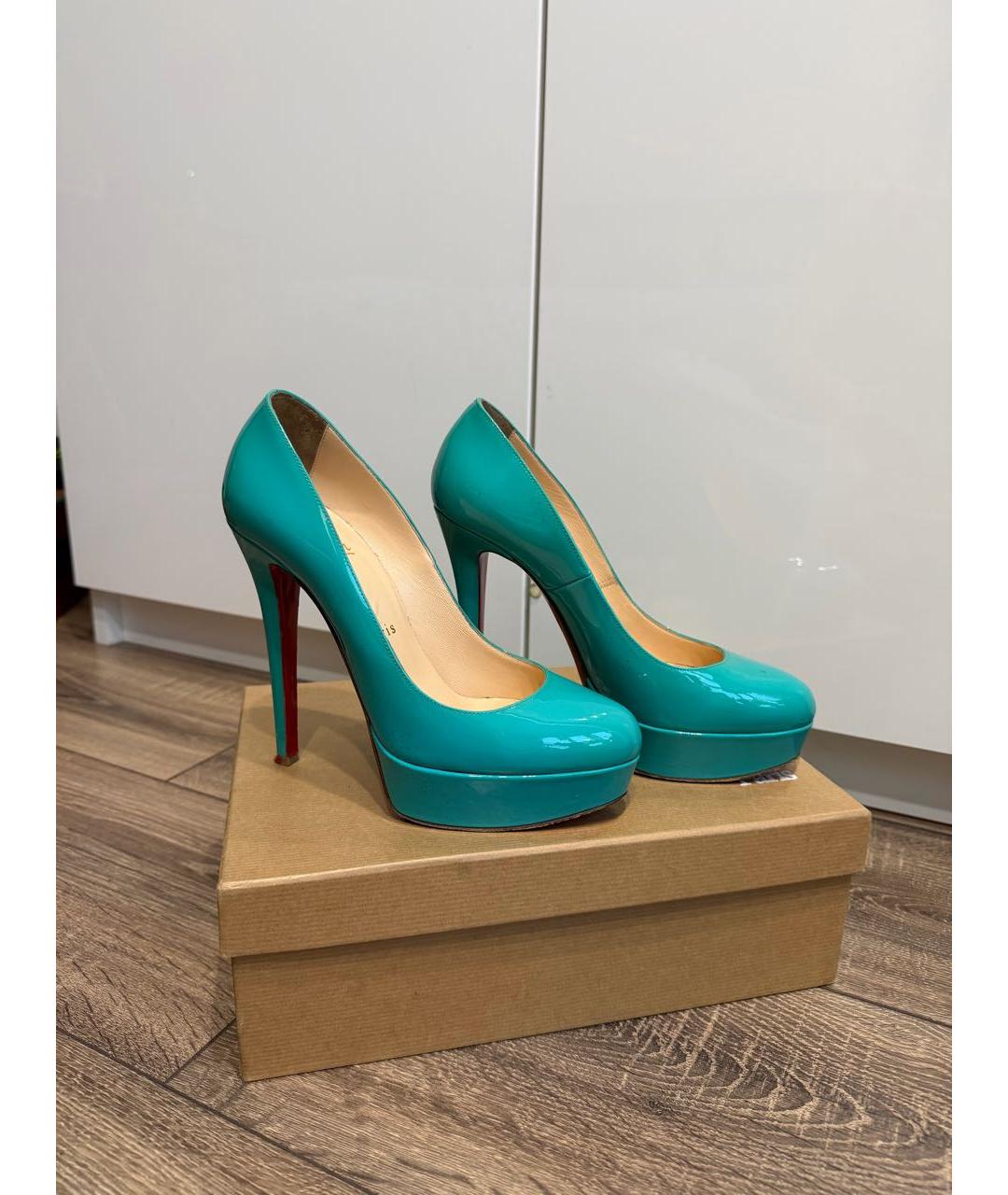 CHRISTIAN LOUBOUTIN Бирюзовые туфли из лакированной кожи, фото 6