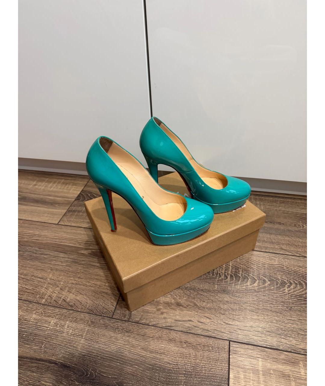 CHRISTIAN LOUBOUTIN Бирюзовые туфли из лакированной кожи, фото 5