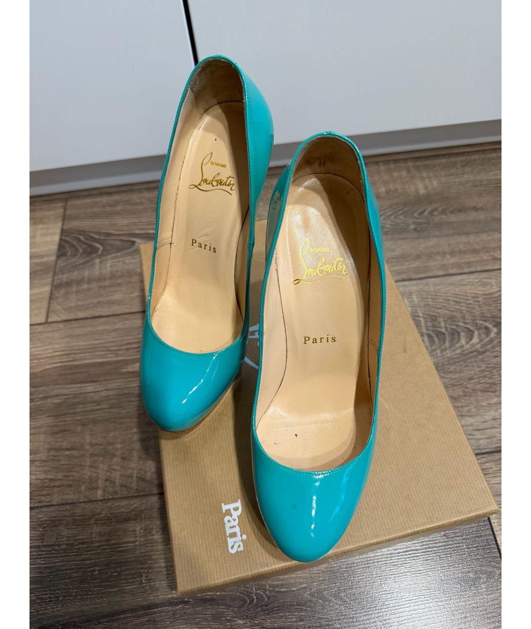 CHRISTIAN LOUBOUTIN Бирюзовые туфли из лакированной кожи, фото 3