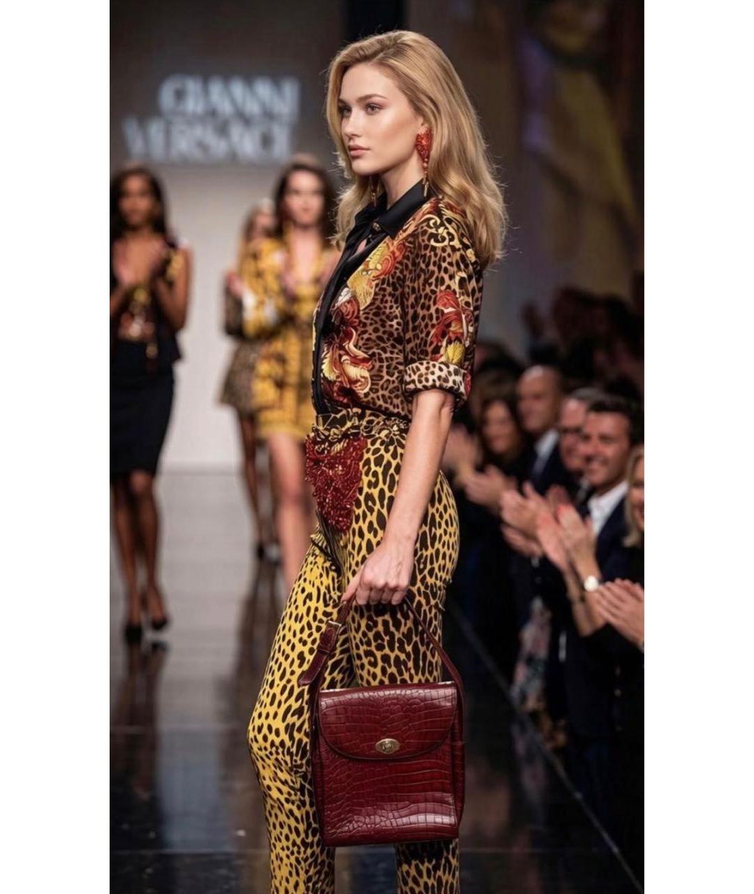 VERSACE Бордовая кожаная сумка через плечо, фото 6