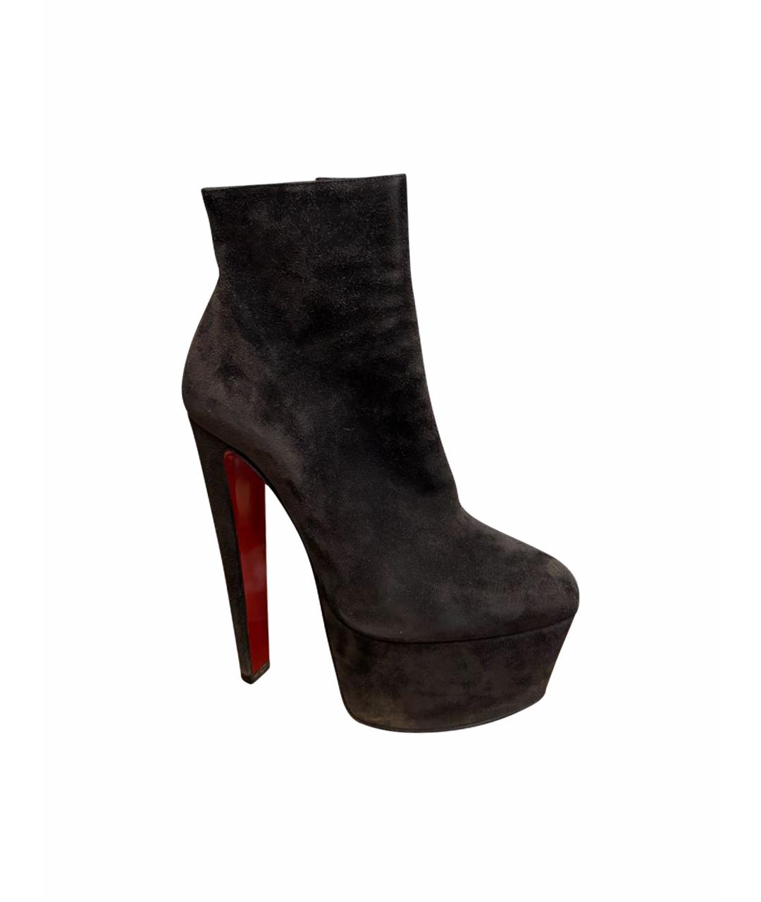 CHRISTIAN LOUBOUTIN Коричневые замшевые сапоги, фото 1