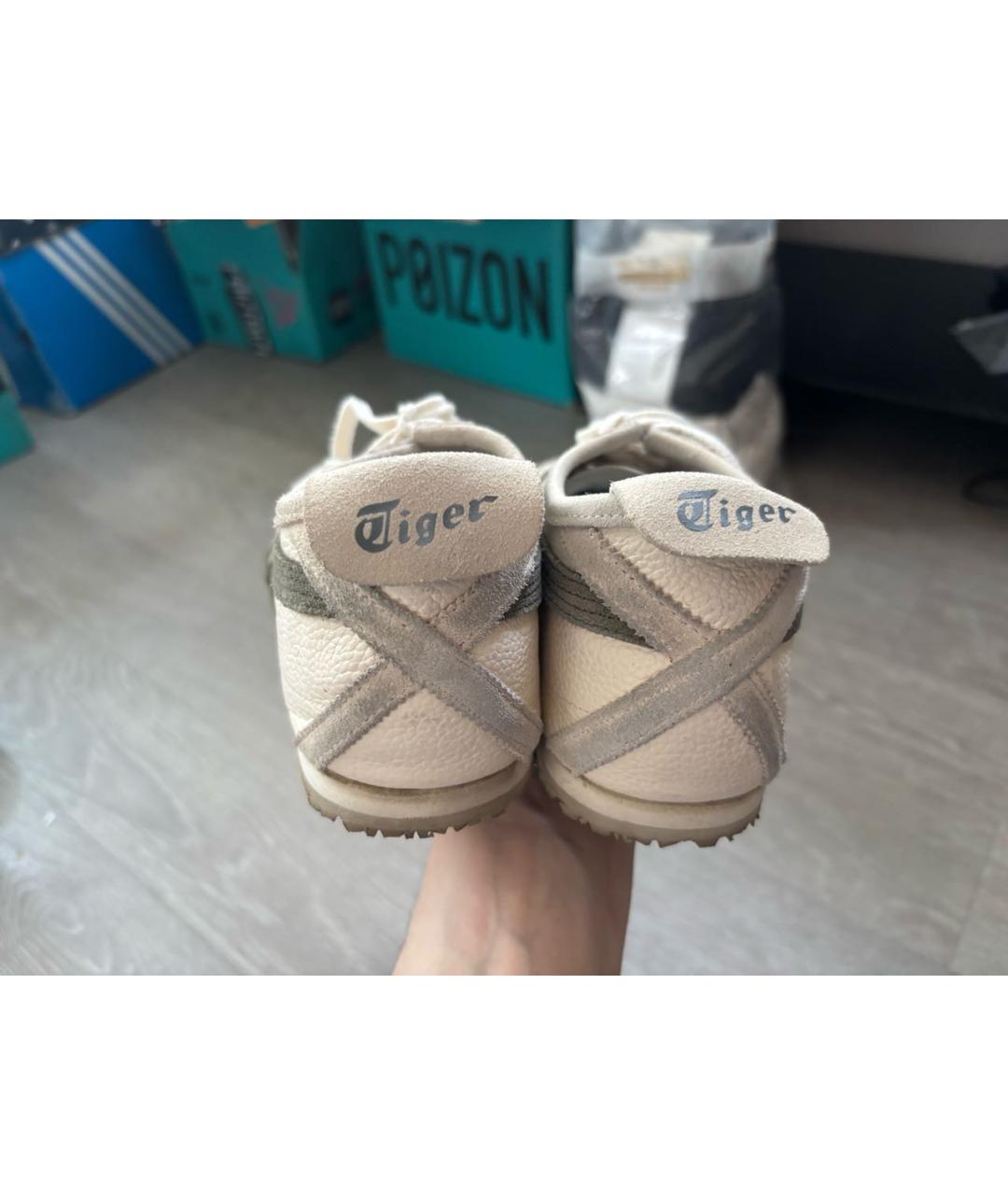 ONITSUKA TIGER Бежевые кожаные низкие кроссовки / кеды, фото 4