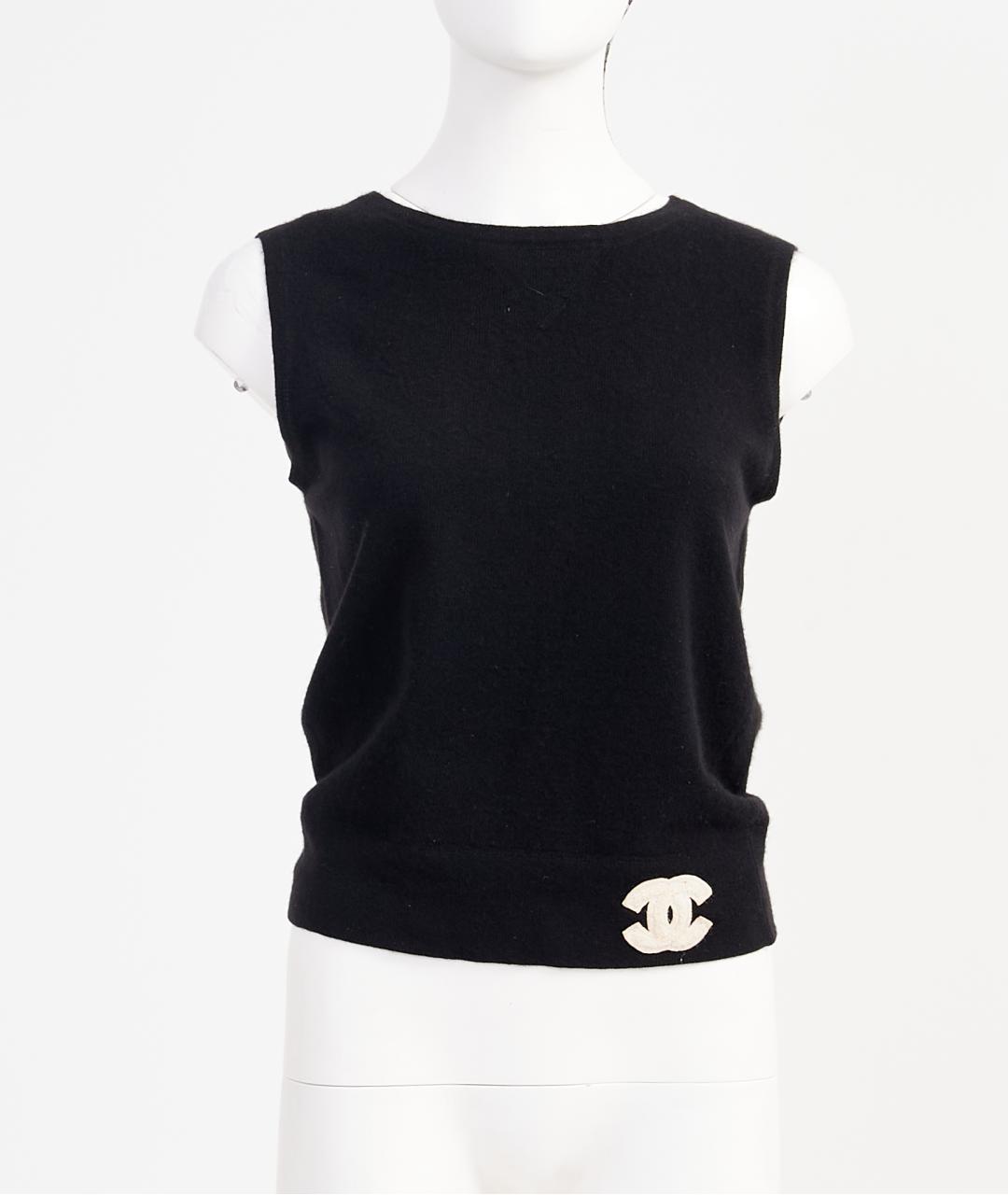 CHANEL Черная кашемировая майка, фото 2