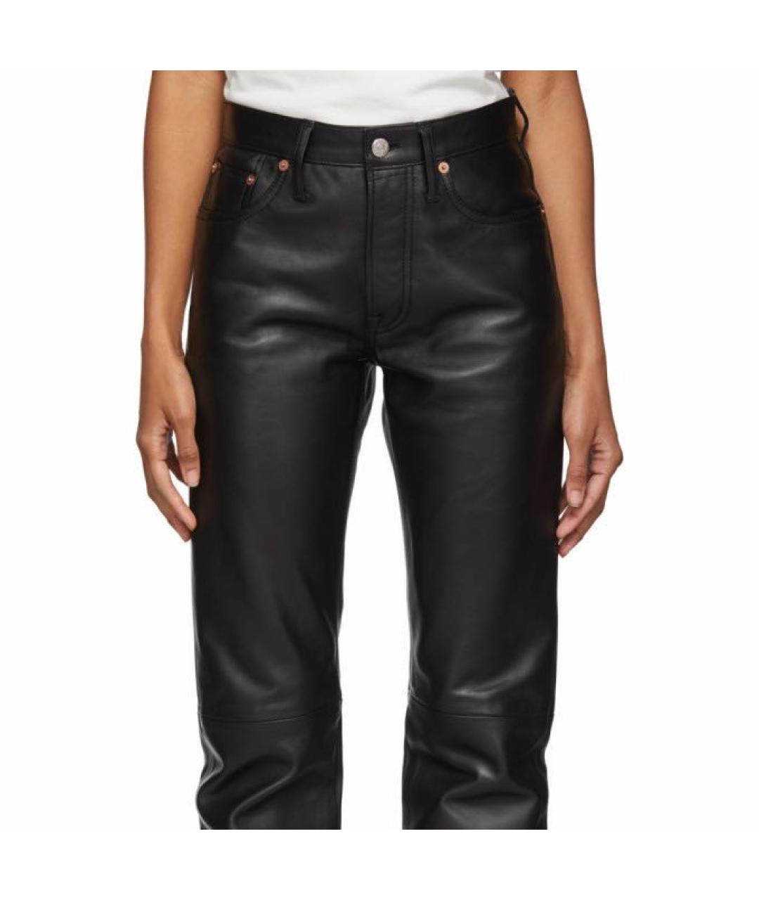 ACNE STUDIOS Черные кожаные прямые брюки, фото 4