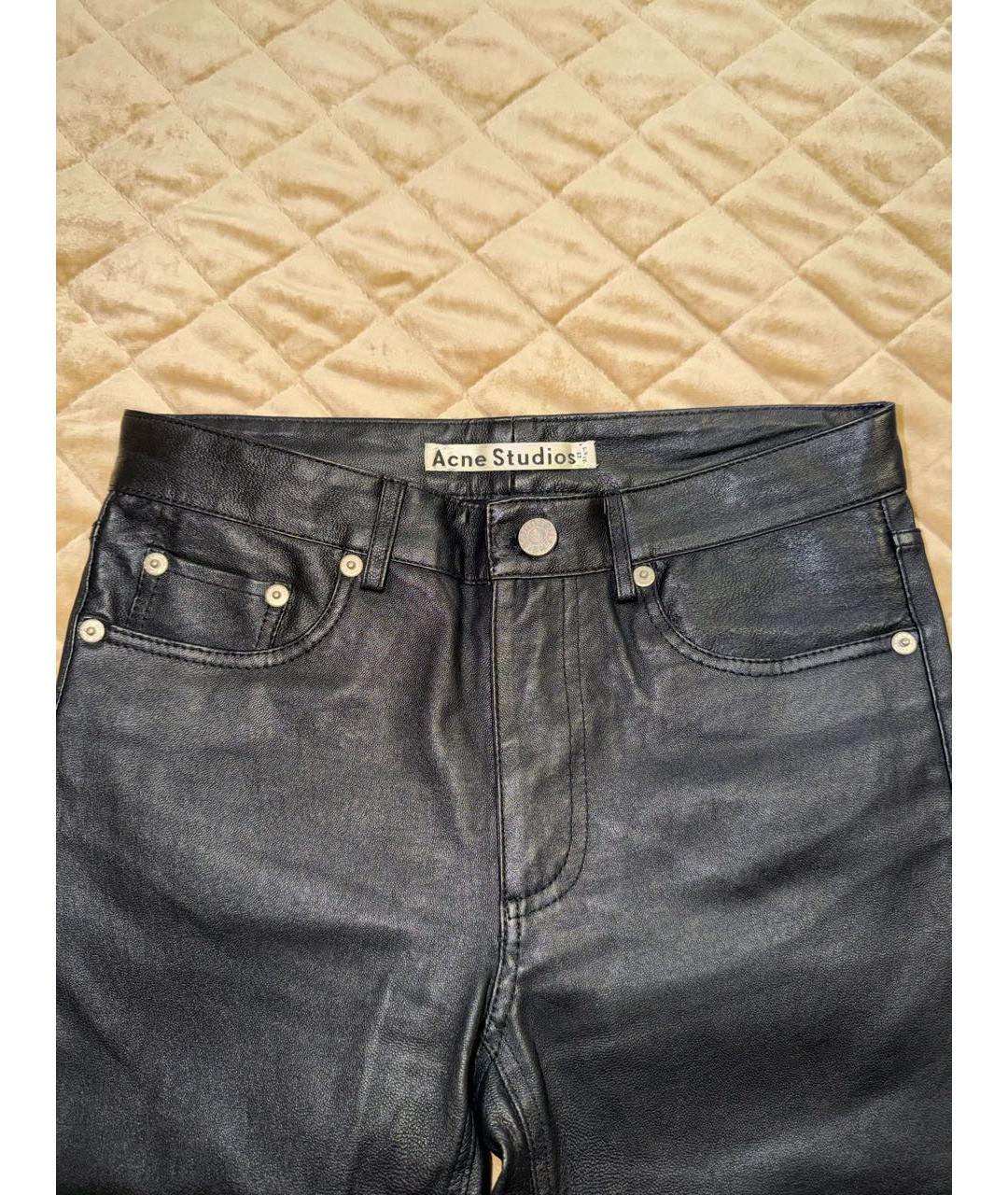 ACNE STUDIOS Черные кожаные прямые брюки, фото 3