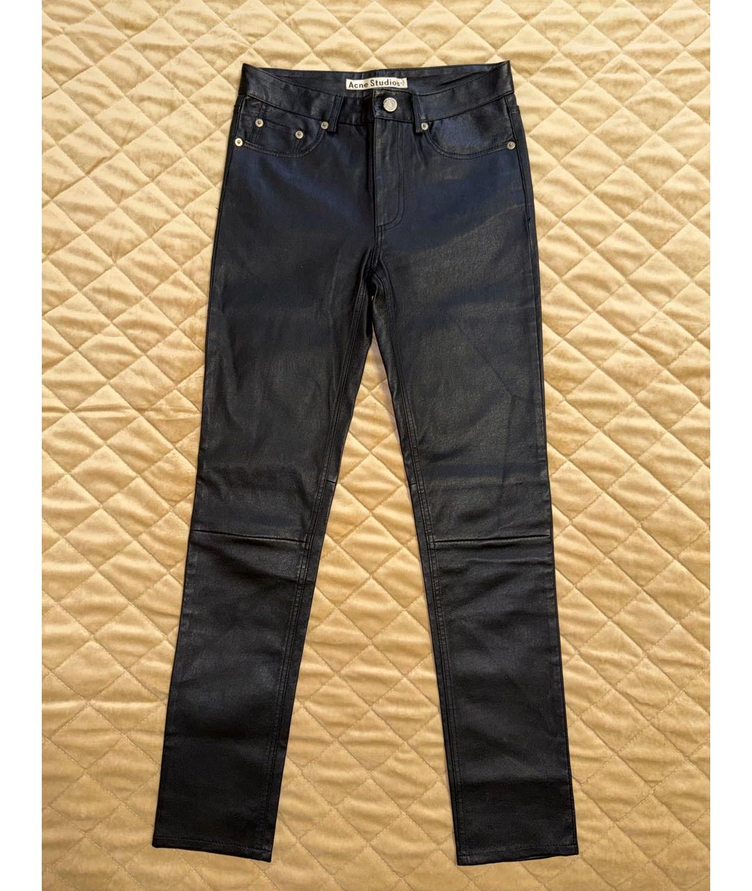 ACNE STUDIOS Черные кожаные прямые брюки, фото 5