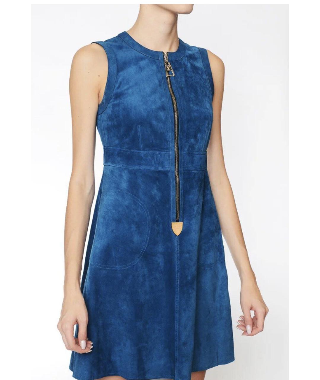 LOUIS VUITTON Синее замшевое повседневное платье, фото 2