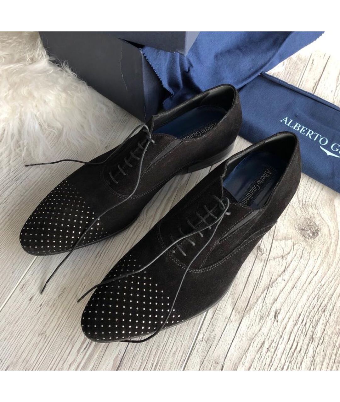 ALBERTO GUARDIANI Черные замшевые туфли, фото 9