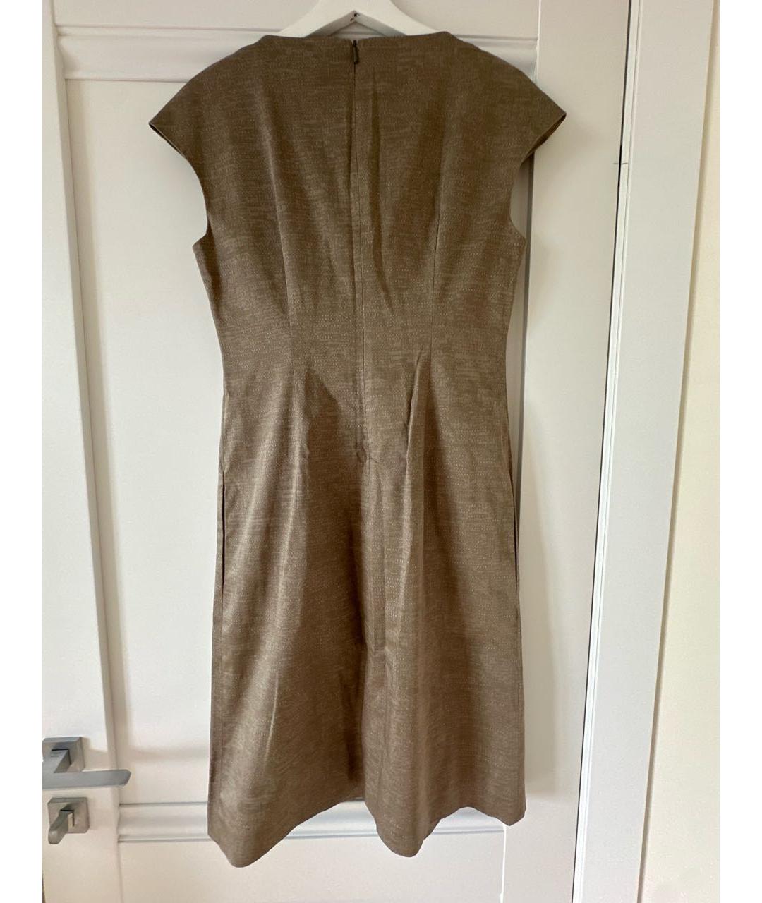 MAX MARA STUDIO Бежевое хлопко-эластановое повседневное платье, фото 2