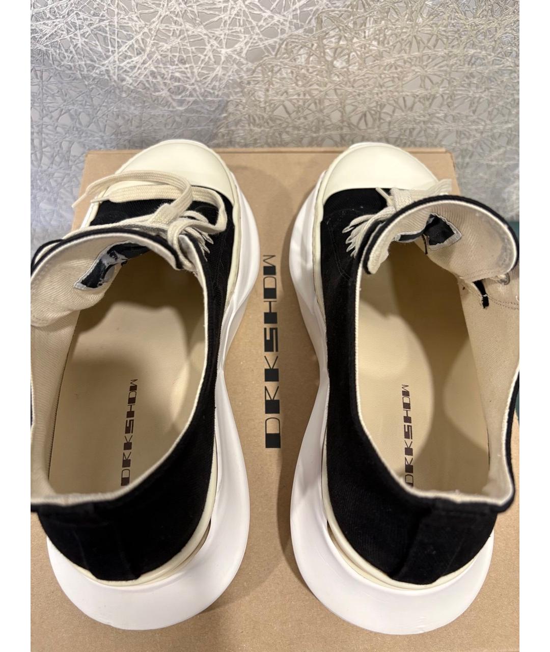 RICK OWENS DRKSHDW Черные текстильные низкие кроссовки / кеды, фото 4