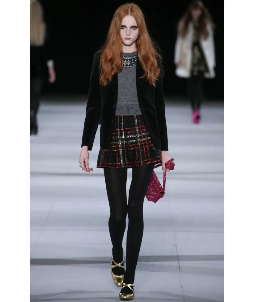 SAINT LAURENT Черная полиэстеровая юбка мини, фото 5