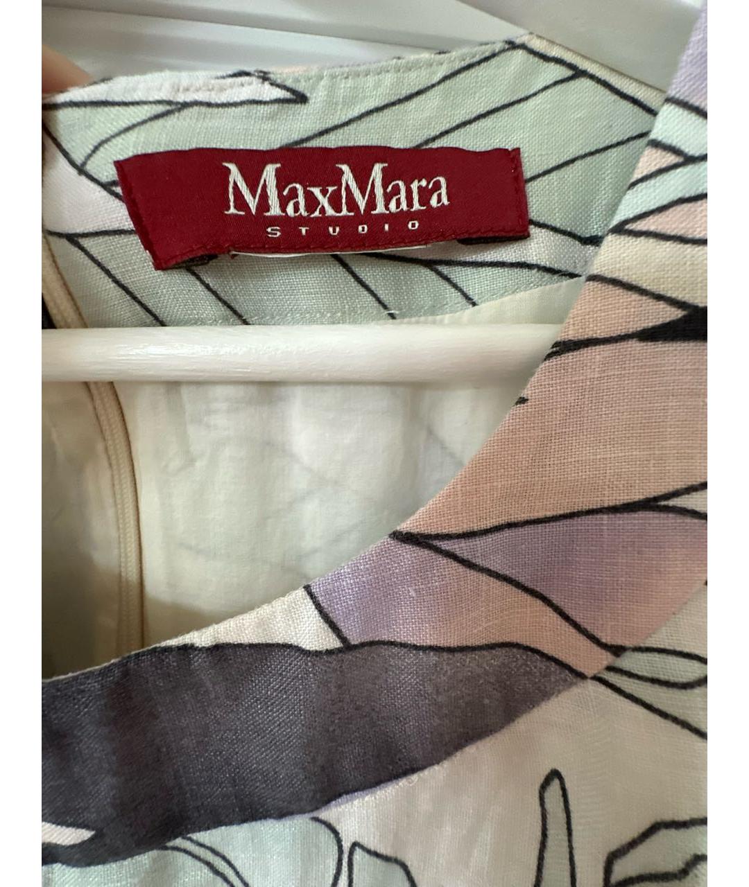 MAX MARA STUDIO Мульти льняное повседневное платье, фото 3