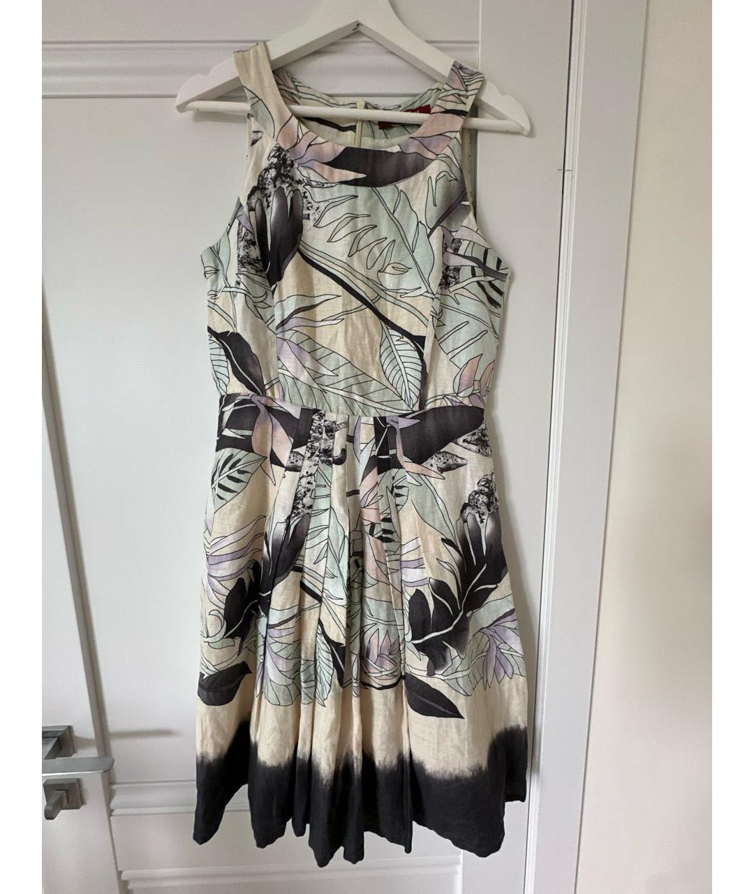 MAX MARA STUDIO Мульти льняное повседневное платье, фото 6
