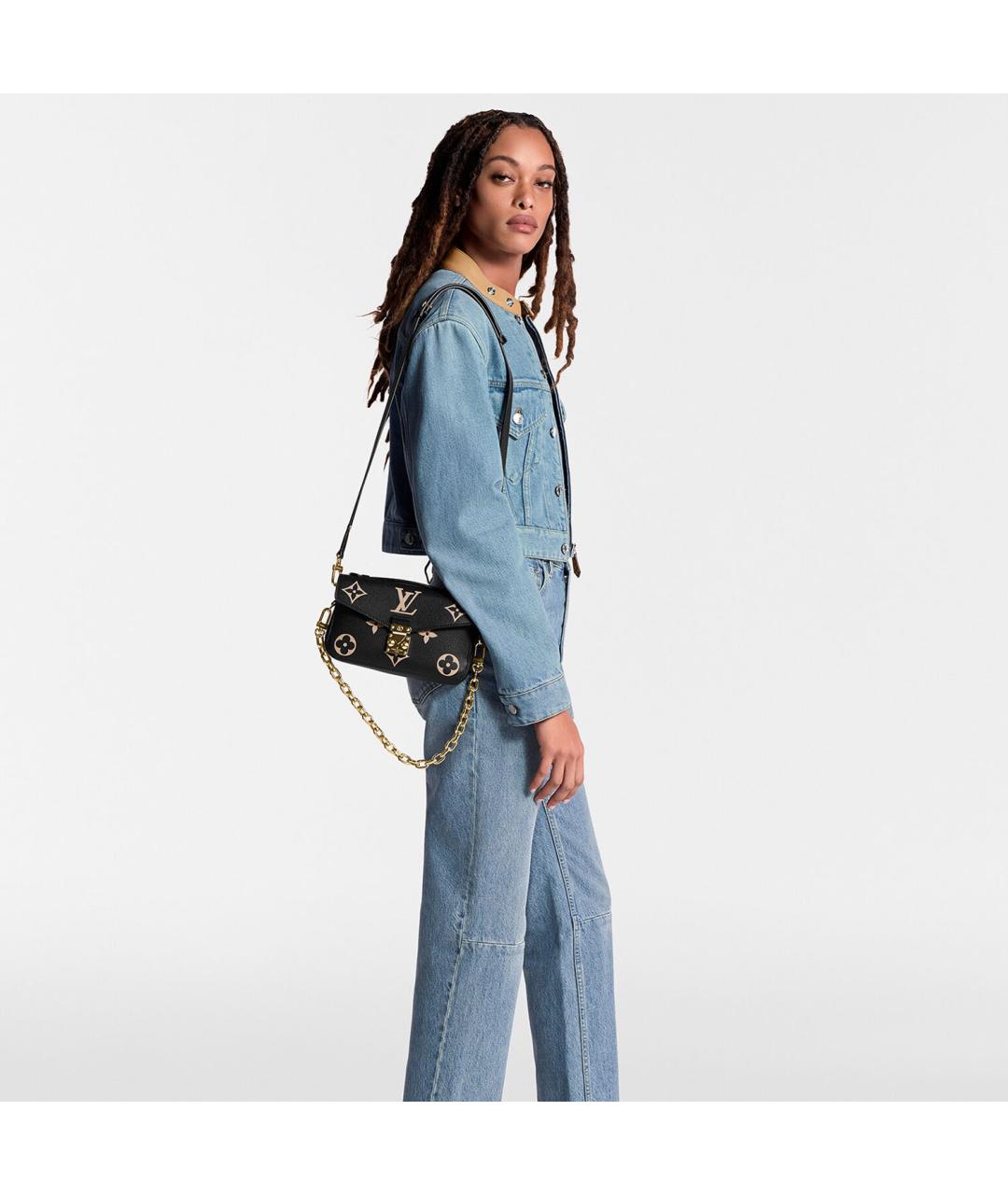 LOUIS VUITTON Черная кожаная сумка с короткими ручками, фото 7
