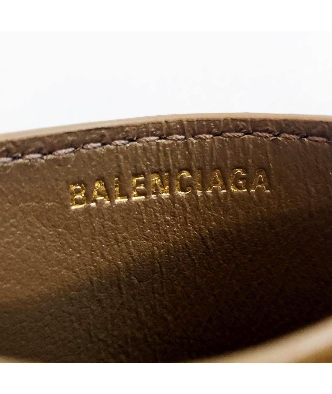 BALENCIAGA Бежевый кожаный кардхолдер, фото 5